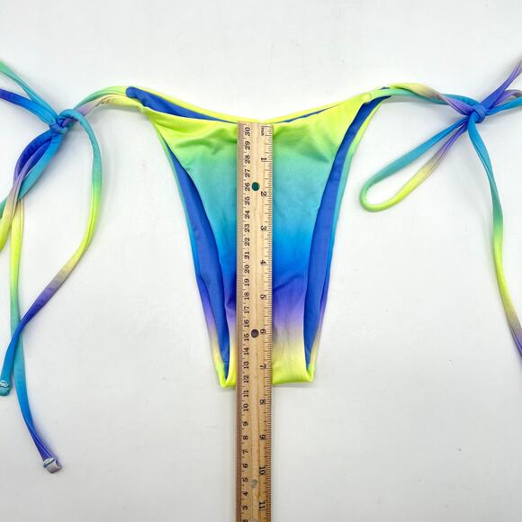 ONEONE Ariel String Bikini Bottom XS Ombre Blue Purple Lime Side Tie Cheeky - Picture 8 of 9